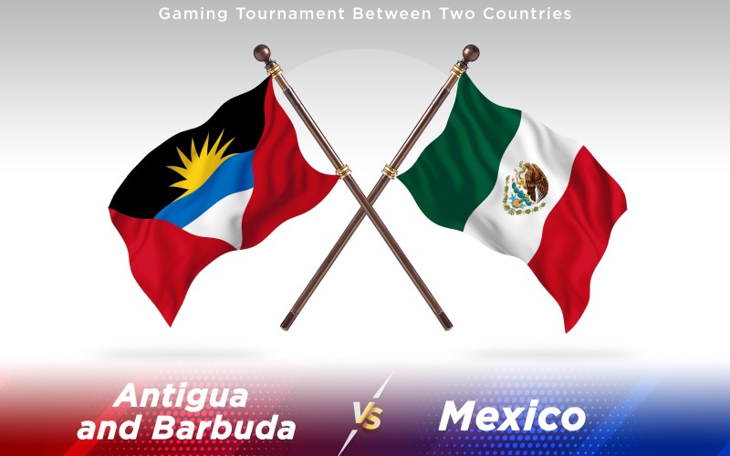 Antigua kontra Mexiko två länder flaggor - Illustration