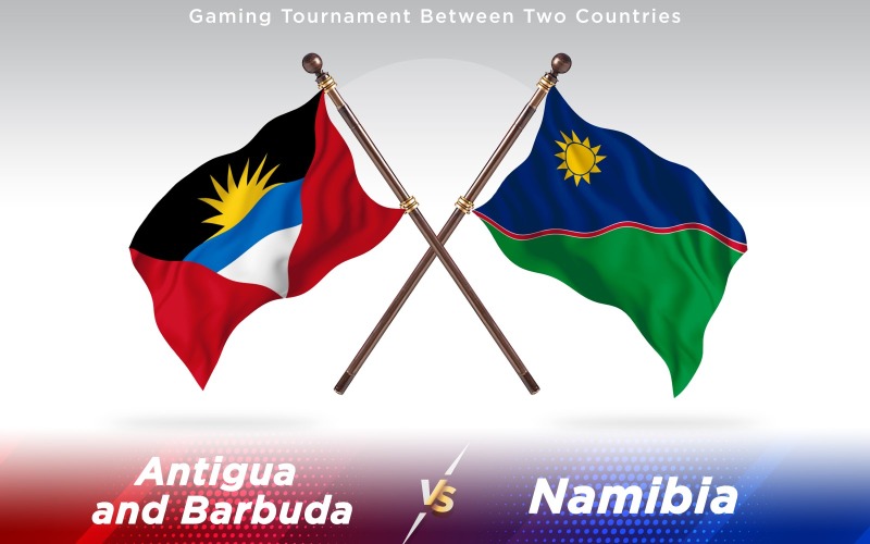 Antigua kontra Namibia Flagi dwóch krajów - ilustracja