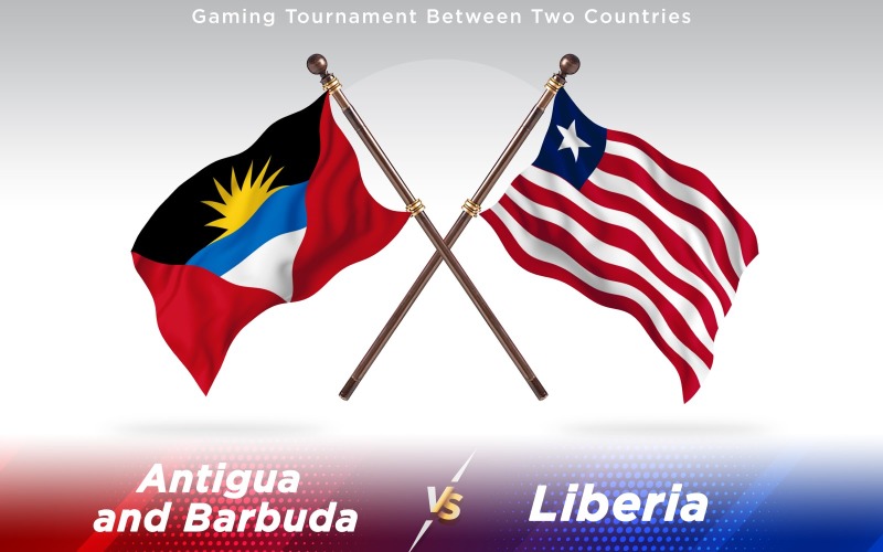 Антигуа против флагов двух стран Либерии - Иллюстрация