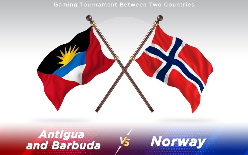 Antigua ve Norveç İki Ülkenin Bayrakları - İllüstrasyon