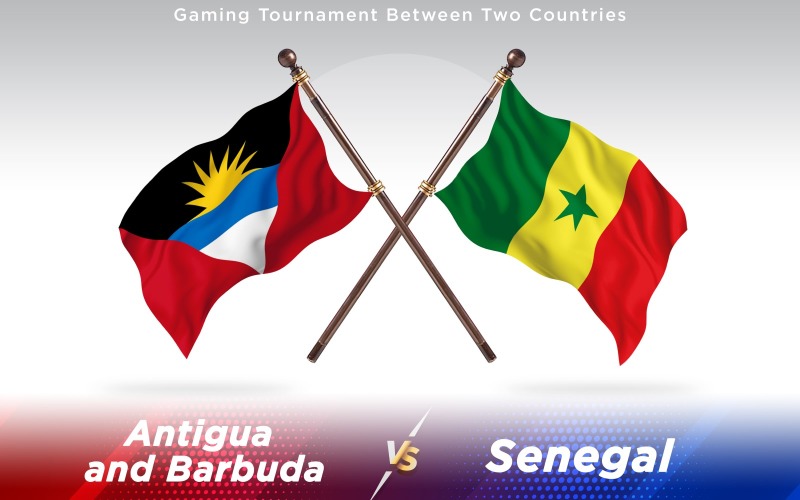 Antigua ve Senegal'e Karşı İki Ülkenin Bayrakları - İllüstrasyon