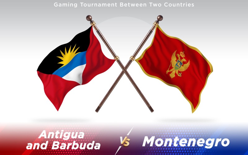 Antigua versus banderas de dos países de Montenegro - ilustración