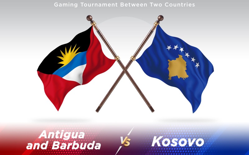 Antigua versus Kosovo Twee landenvlaggen - illustratie