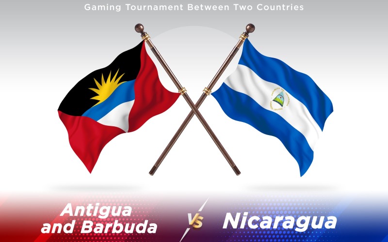 Antigua versus Nicaragua Two Countries Flags - Illustration