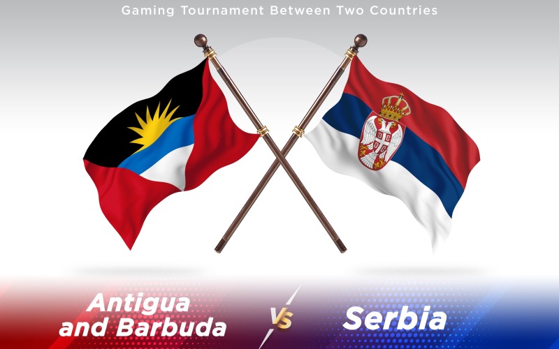 Bandeiras de Dois Países Antígua versus Sérvia - Ilustração