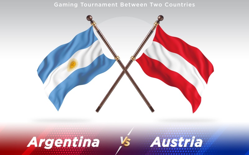 阿根廷与奥地利两个国家的国旗-光栅插图