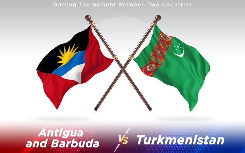 安提瓜与土库曼斯坦两个国家的国旗-光栅插图
