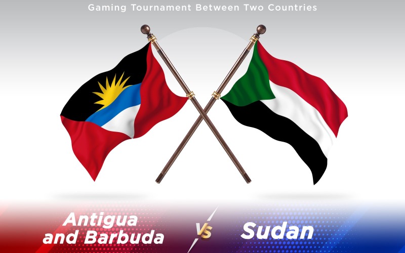 Antigua Contro Il Sudan Due Bandiere Dei Paesi - Illustrazione