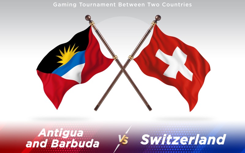 Antigua gegen die Schweiz Zwei Länder Flaggen - Illustration
