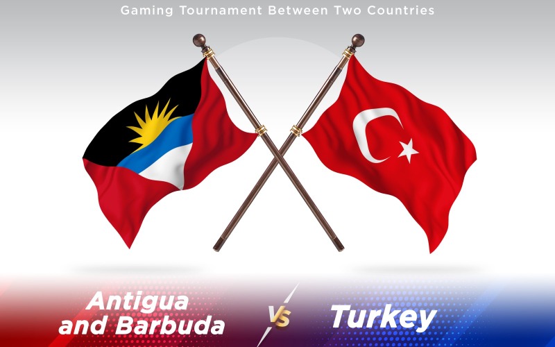 Antigua gegen die Türkei Zwei Länder Flaggen - Illustration
