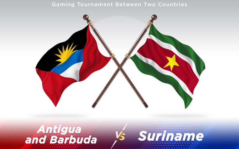 Antigua kontra Surinam två länder flaggor - Illustration
