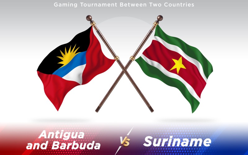 Antigua ve Surinam İki Ülkenin Bayrakları - İllüstrasyon