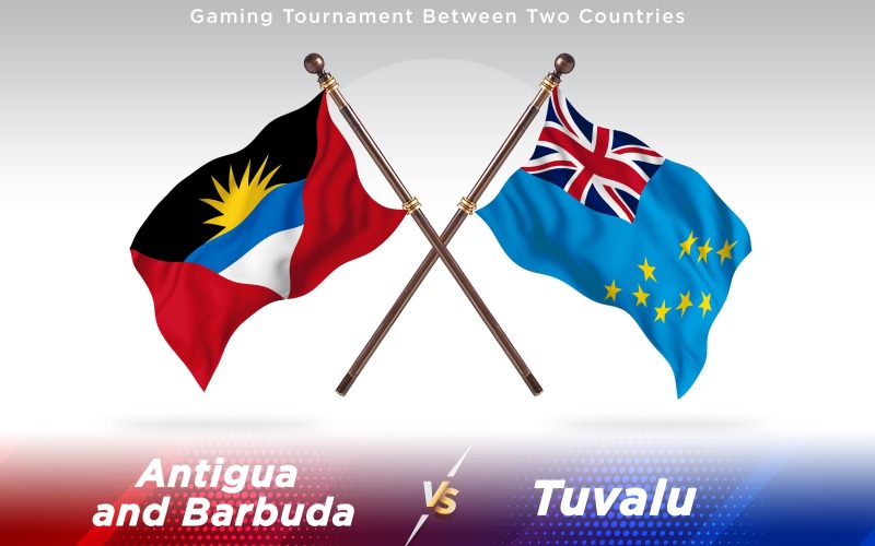 Antigua ve Tuvalu İki Ülke Bayrağı - İllüstrasyon