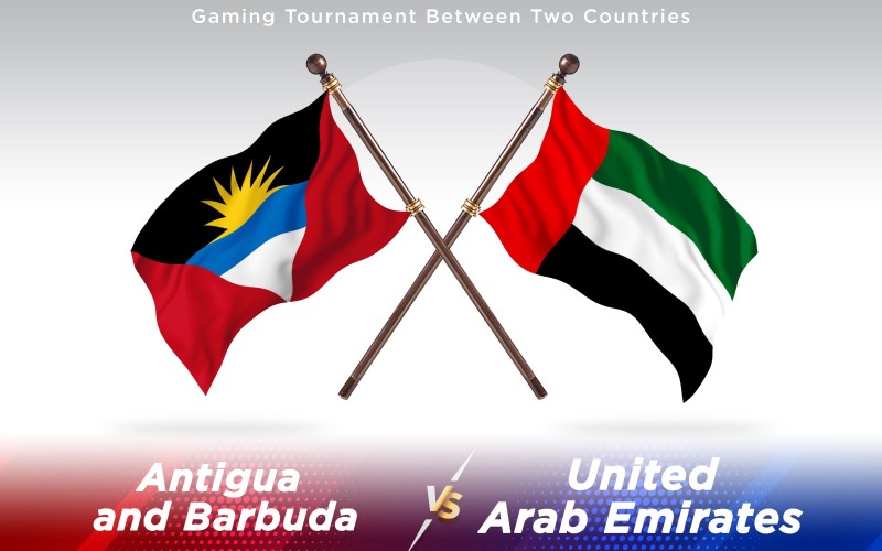 Antígua versus Emirados Árabes Unidos Bandeiras de dois países - ilustração