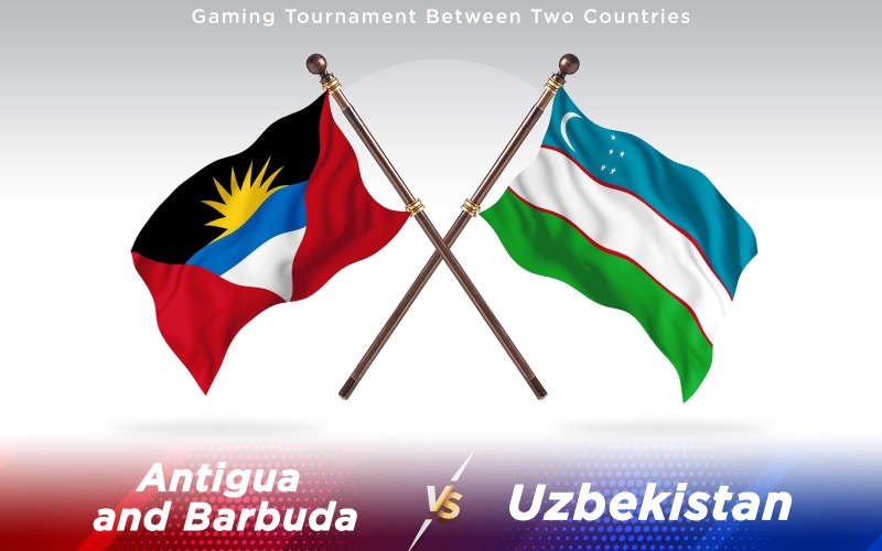 Antigua versus Uzbekistan Two Countries Flags - Illustration
