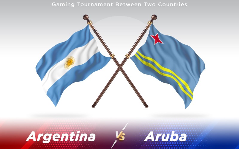 Argentína és Aruba két ország zászlói - illusztráció