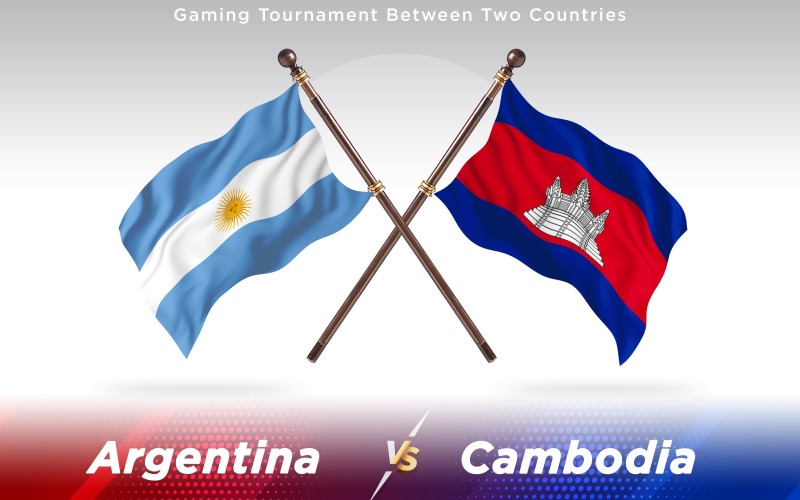 Argentina versus banderas de dos países de Camboya - ilustración
