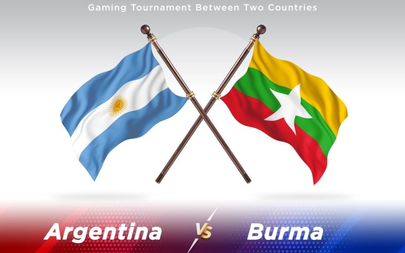Argentina versus Burma Two Countries Flags - Illustration