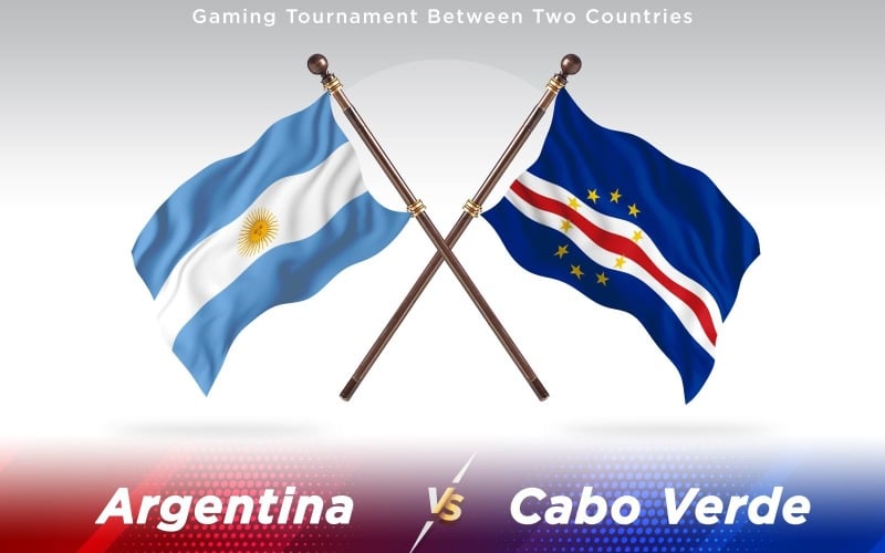 Argentina versus Cabo Verde Two Countries Flags - Illustration
