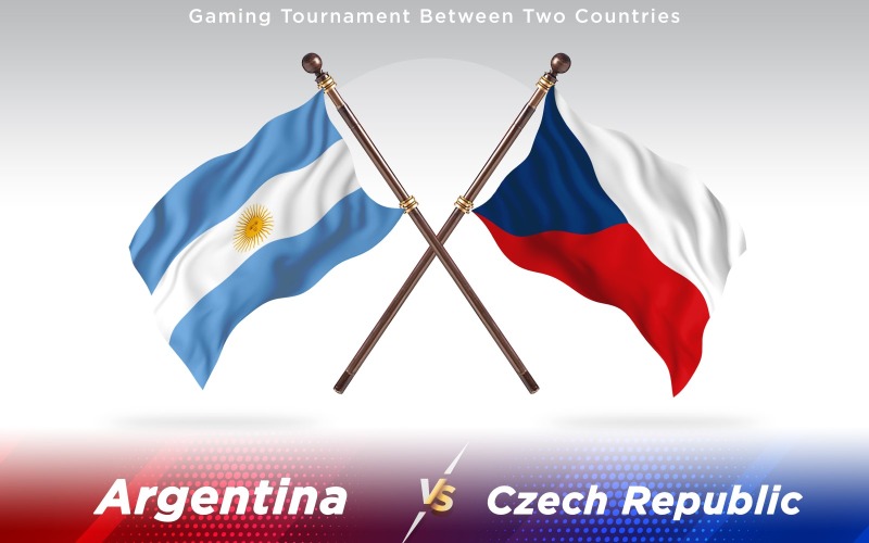 Argentina versus República Tcheca Bandeiras de dois países - ilustração