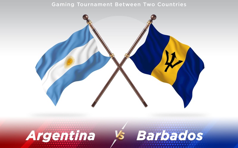 Argentinien gegen Barbados Zwei Länder Flaggen - Illustration