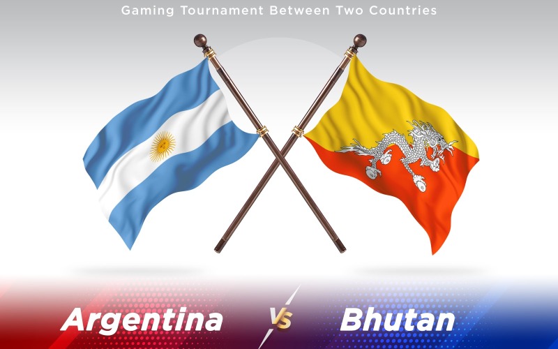 Argentinien gegen Bhutan Zwei Länder Flaggen - Illustration