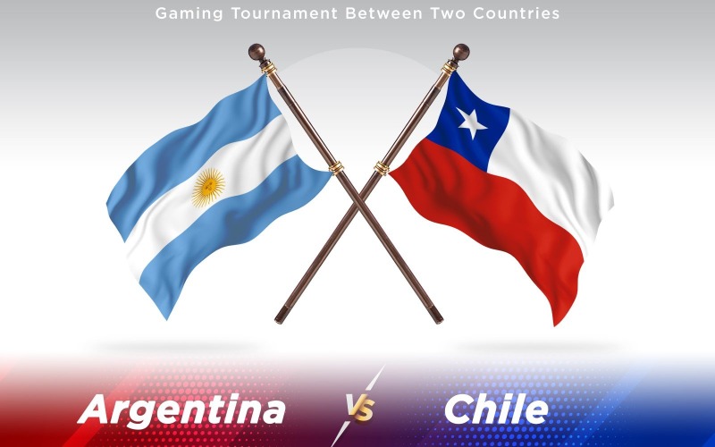 Argentyna kontra Chile Flagi dwóch krajów - ilustracja
