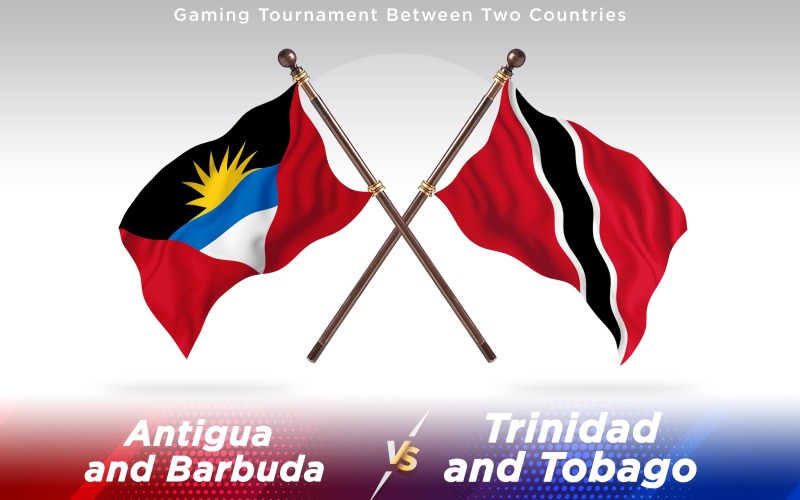 Bandeiras de dois países Antigua versus Trinidad e Tobago - ilustração