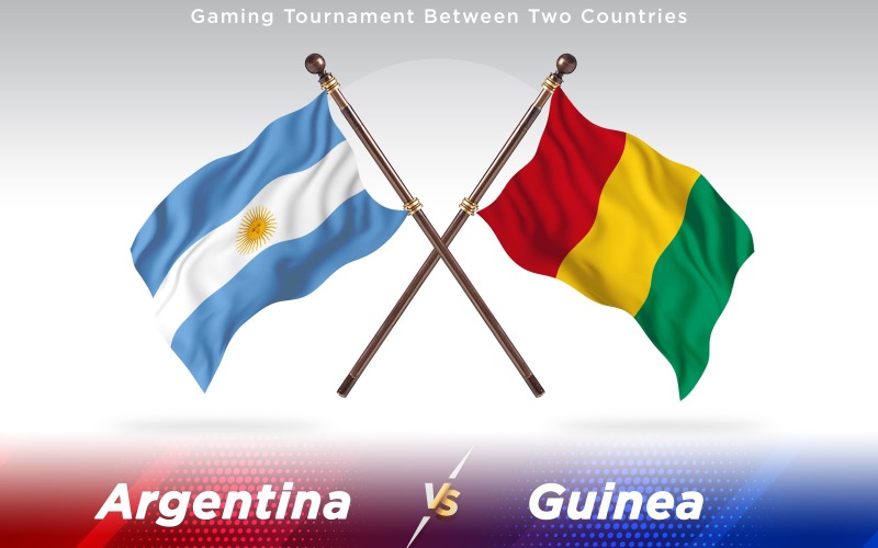阿根廷与几内亚两个国家的国旗-光栅插图