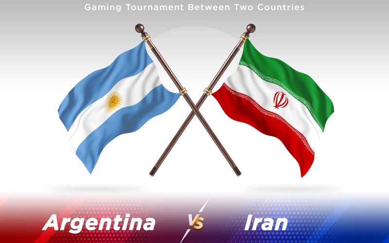 阿根廷与伊朗两个国家的国旗-光栅插图