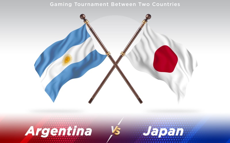 Argentina kontra Japan två länder flaggor - Illustration