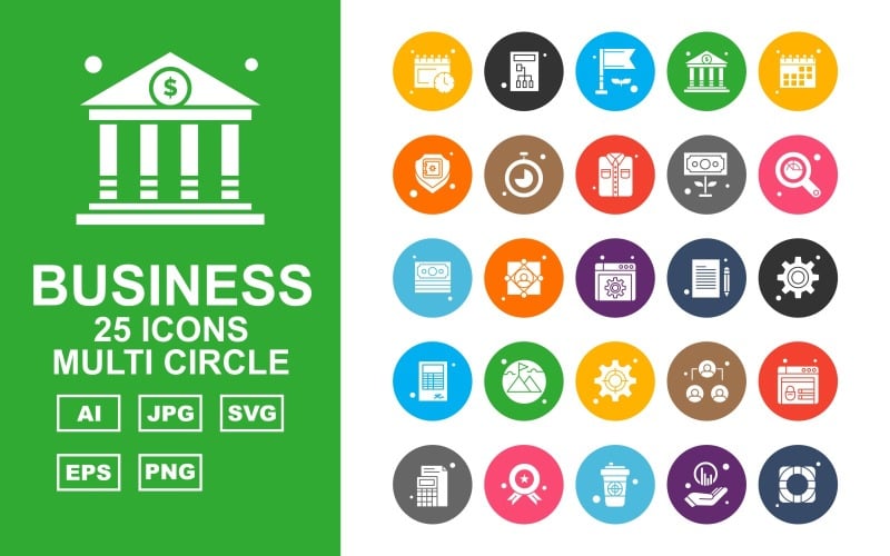 25 преміум-бізнес Multi Circle Iconset