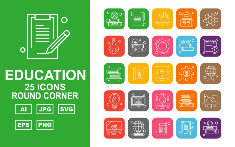 Download Набор иконок "25 Premium Education Round Corner Iconset" / 25 Premium Education Round Corner Iconset - Набор иконок на тему science education,study,school,pencil,ruler,chart,presentation,lcd,calculator,math,document,note,report,bag,student,blood,cells,hematology,ecology,reading