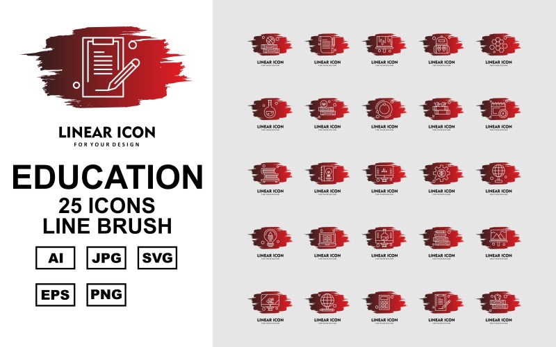 25 Premium Eğitim Hattı Fırça Iconset