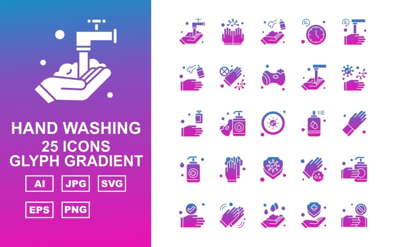 25 Premium handtvätt ikoner för gradient