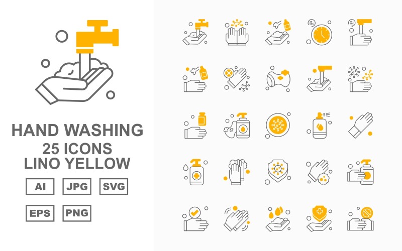 25 Premium Handwas Lino Yellow Iconset
