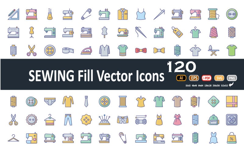 Download Набор иконок "Sewing Iconset" / Sewing Iconset - Набор иконок на тему beauty sewing line style vector icon which can easily modify or edits,sewing line,filled,stickers,sewing machine,tailor,thread,thread spool,needle,kerchief,handkerchief,scissor,cloth button,thread b