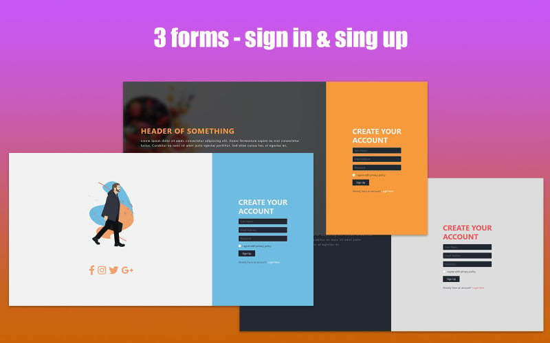 Simple Form - 3 FORMS Login and Register Specialty Page