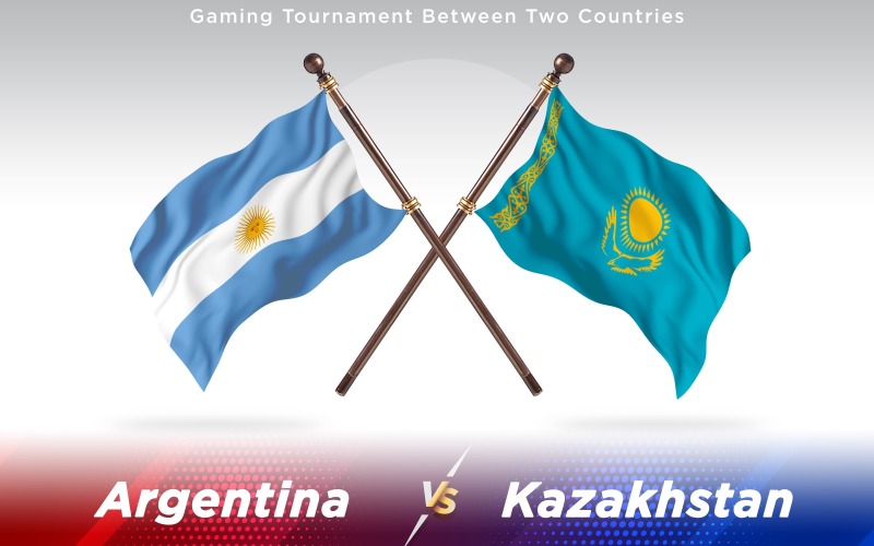 Argentina versus banderas de dos países de Kazajstán - ilustración