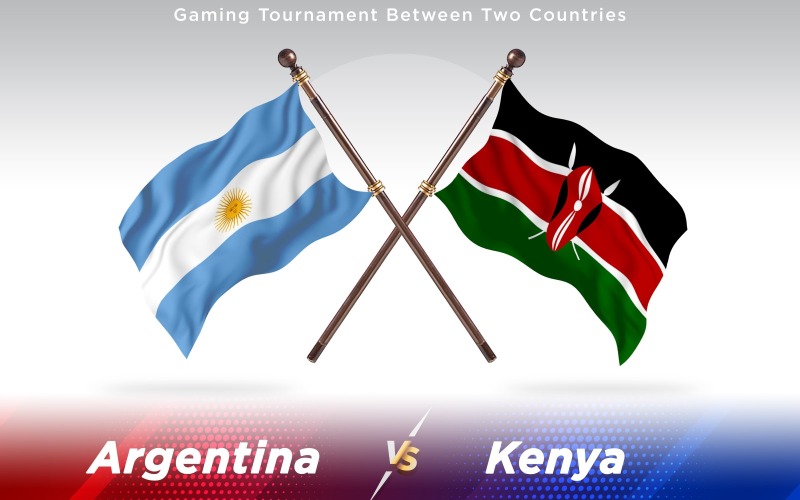 Argentina versus banderas de dos países de Kenia - ilustración