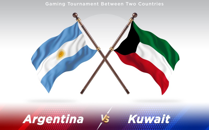 Argentinien gegen Kuwait Zwei Länder Flaggen - Illustration