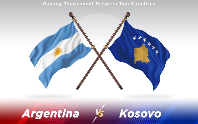 Arjantin ile Kosova İki Ülkenin Bayrakları - İllüstrasyon