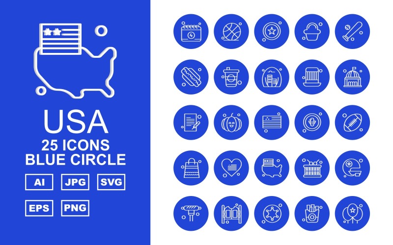25 Iconset Premium USA Blue Circle