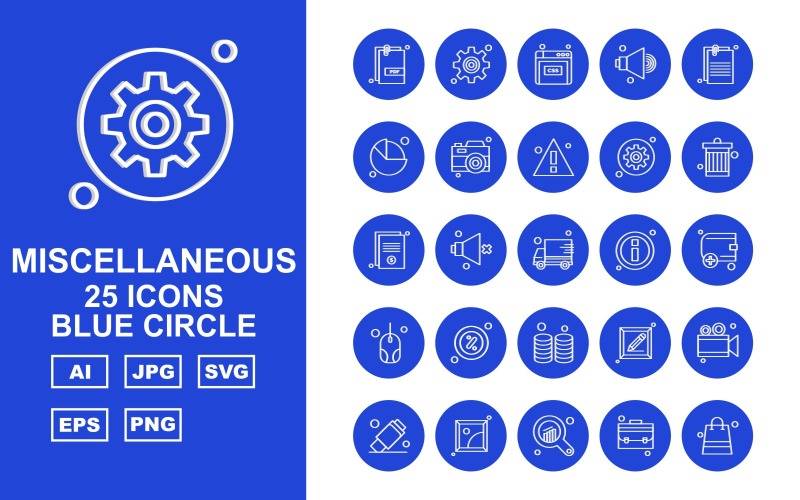 25 Premium diverse blå cirkel ikoner