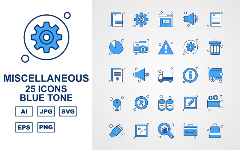 25 Premium Diverse Blue Tone Iconset