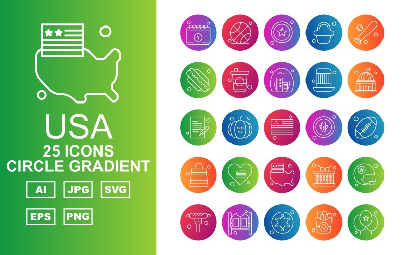 25 Преміум коло американських градієнтів Iconset