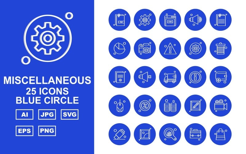 Download Набор иконок "25 Premium Miscellaneous Blue Circle Iconset" / 25 Premium Miscellaneous Blue Circle Iconset - Набор иконок на тему data speaker,miscellaneous,camera,usb,gallery,analytics,briefcase,bag,setting,website,document,pie,alert,photo,recycle,delivery,information,wallet,mouse,coin