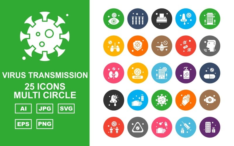 25 Premium Virus Transmission Multi Circle Iconset