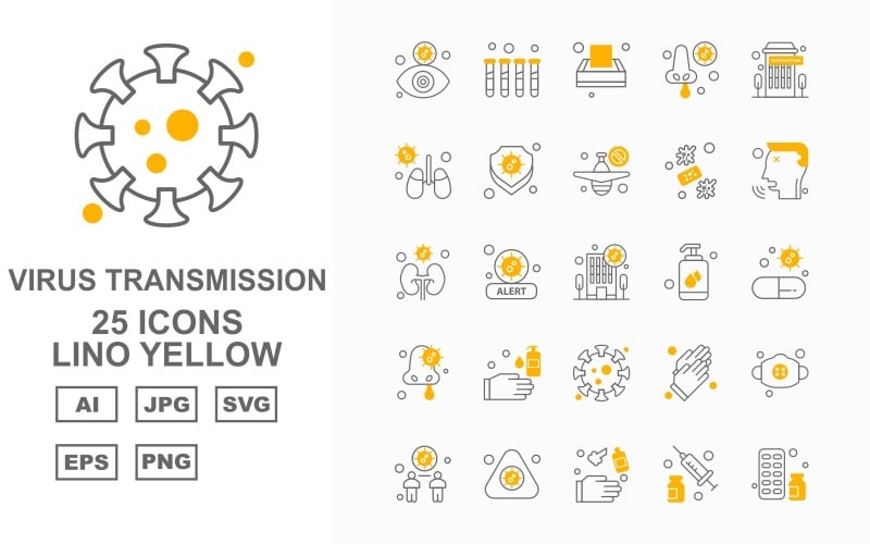 25 Premium virusoverdracht Lino Yellow Iconset