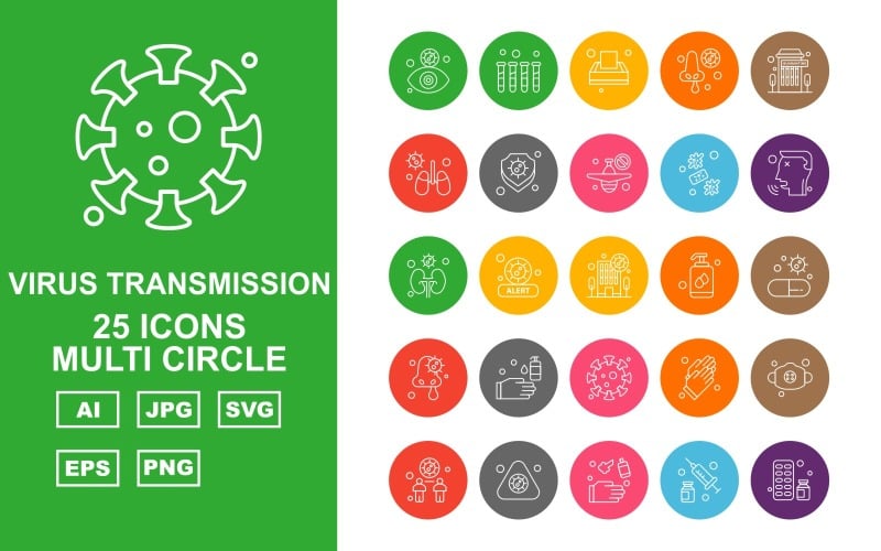 25 Premium virusoverdracht Multi Circle Iconset